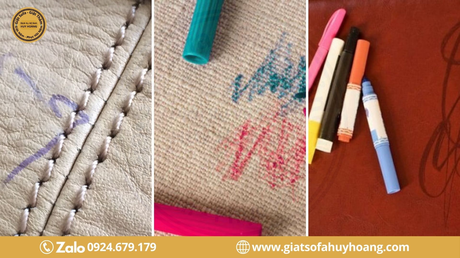 Tẩy vết bẩn do dính bút mực, bút lông trên ghế vải, nỉ