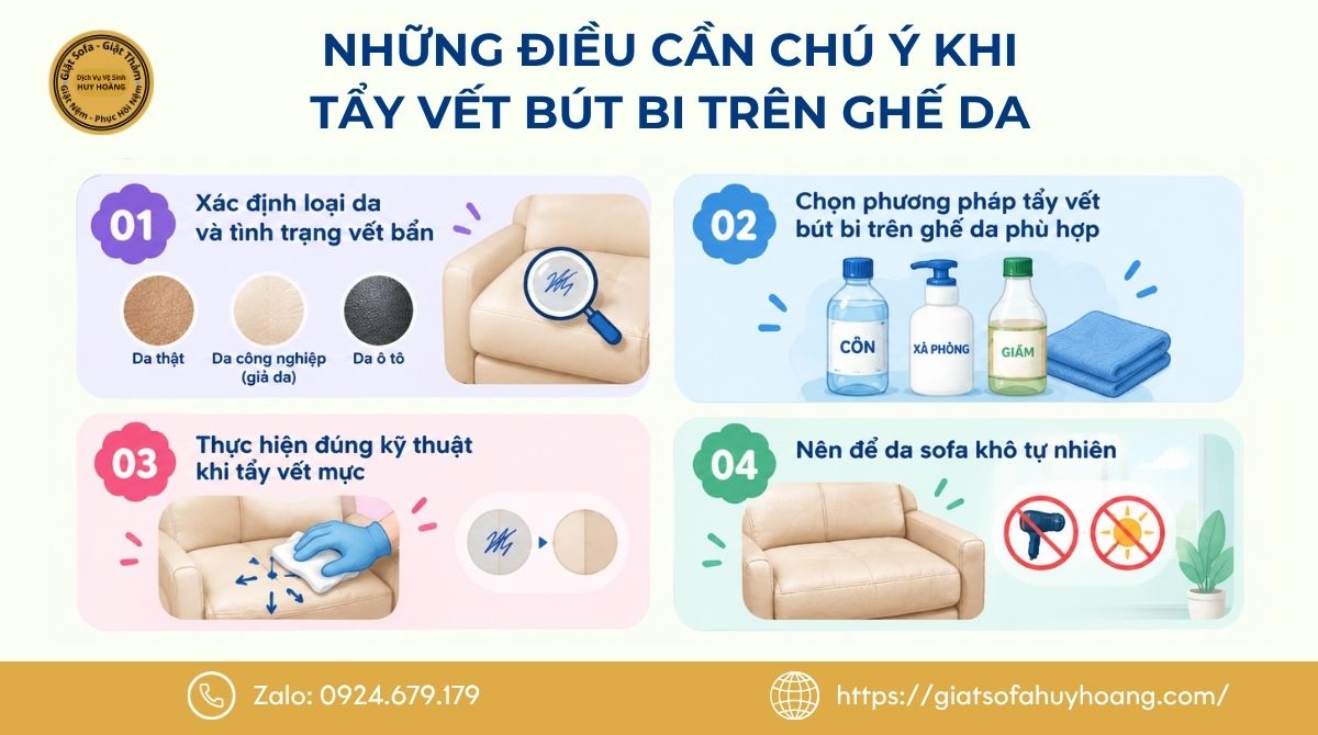 Một số lưu ý khi tẩy vết bút bi trên ghế da