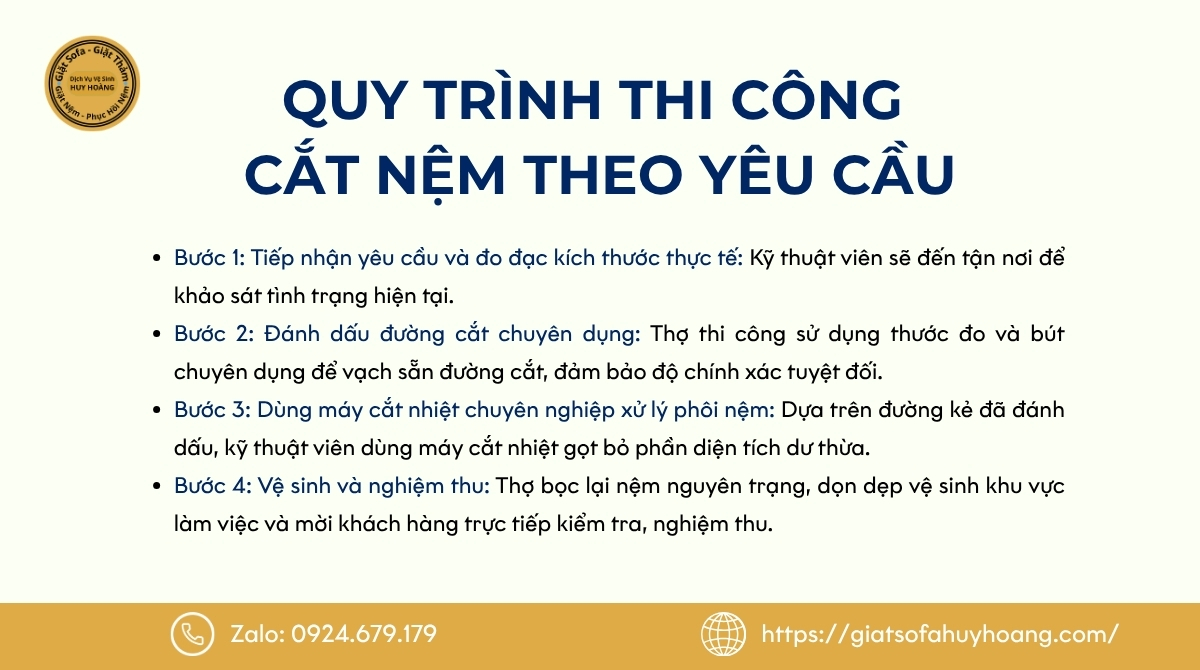Quy trình thi công cắt nệm theo yêu cầu