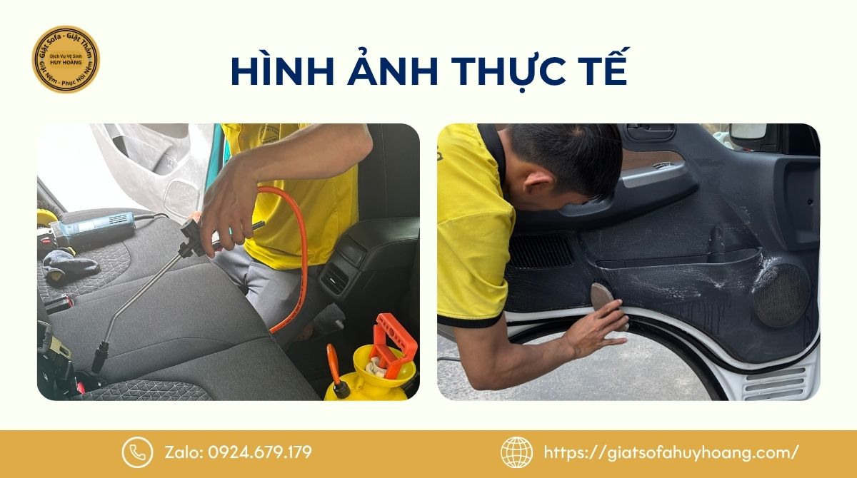 Hình ảnh thực tế trước và sau khi vệ sinh ghế xe