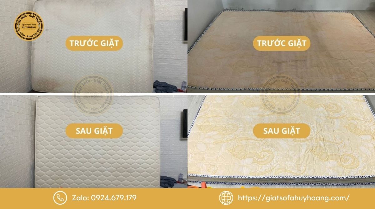 Hình ảnh thực tế khi sử dụng dịch vụ giặt nệm Tân Bình tại vệ sinh Huy Hoàng