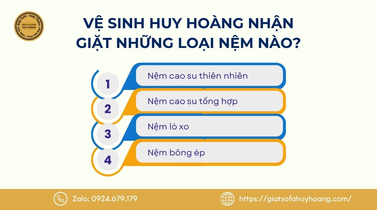 Vệ Sinh Huy Hoàng nhận giặt những loại nệm nào?