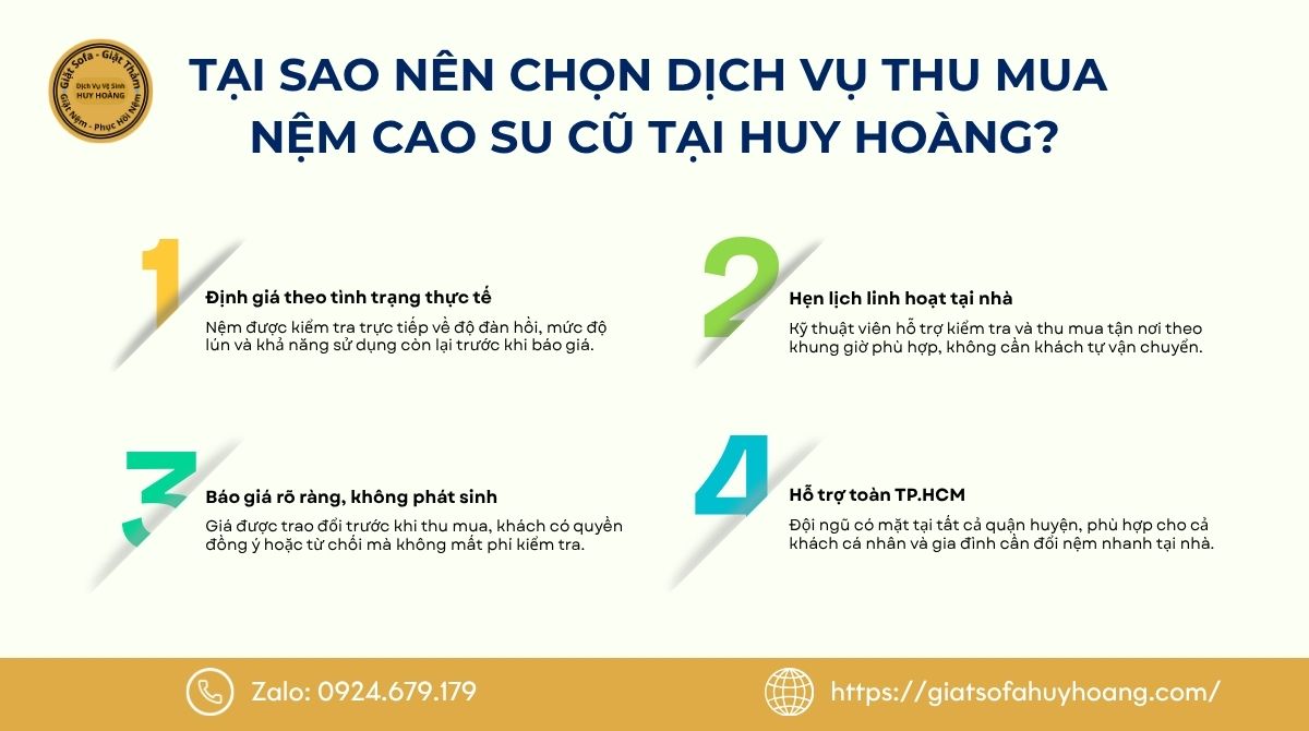 Tại sao nên chọn dịch vụ thu mua nệm cao su cũ tại Huy Hoàng?