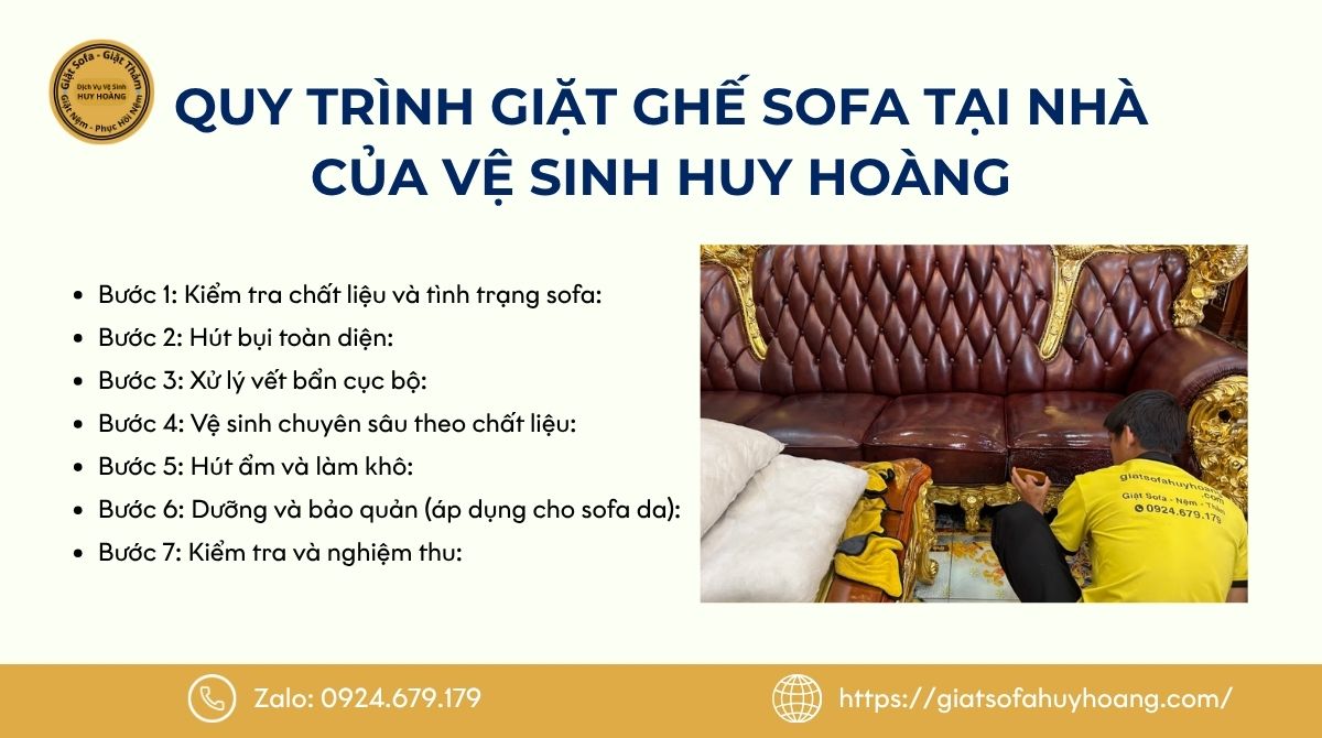Quy trình giặt ghế sofa tại nhà của Vệ Sinh Huy Hoàng