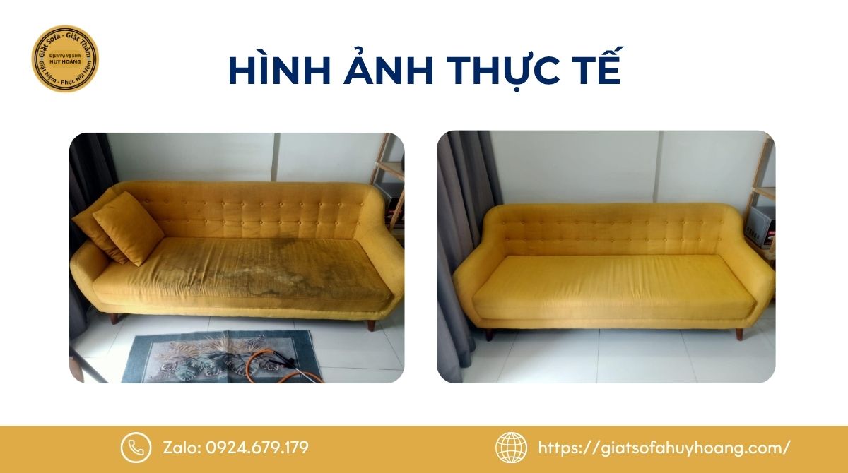 Hình ảnh kết quả thực tế sau khi giặt ghế sofa tại nhà