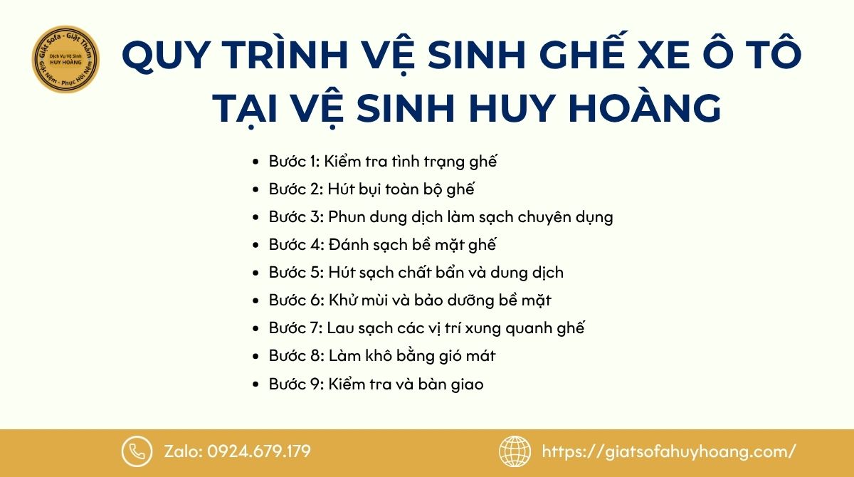 Quy trình dịch vụ vệ sinh ghế xe ô tô - Vệ Sinh Huy Hoàng
