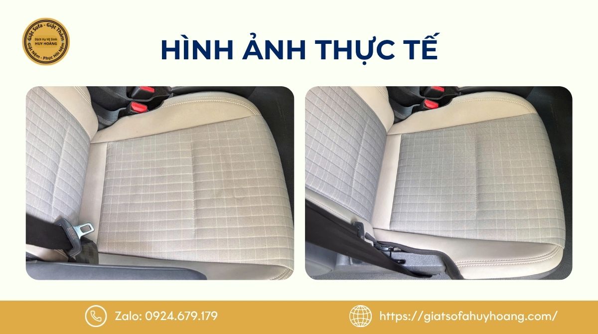 Hình ảnh thực tế trước và sau khi vệ sinh ghế xe ô tô