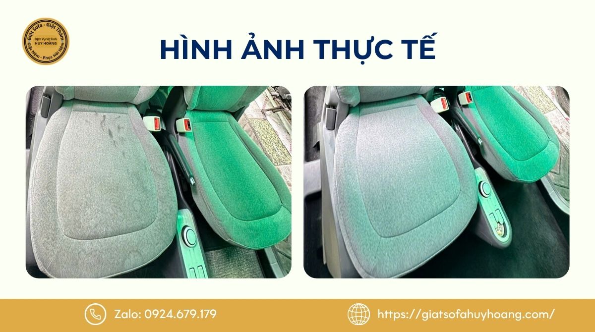 Hình ảnh thực tế trước và sau khi vệ sinh ghế xe ô tô