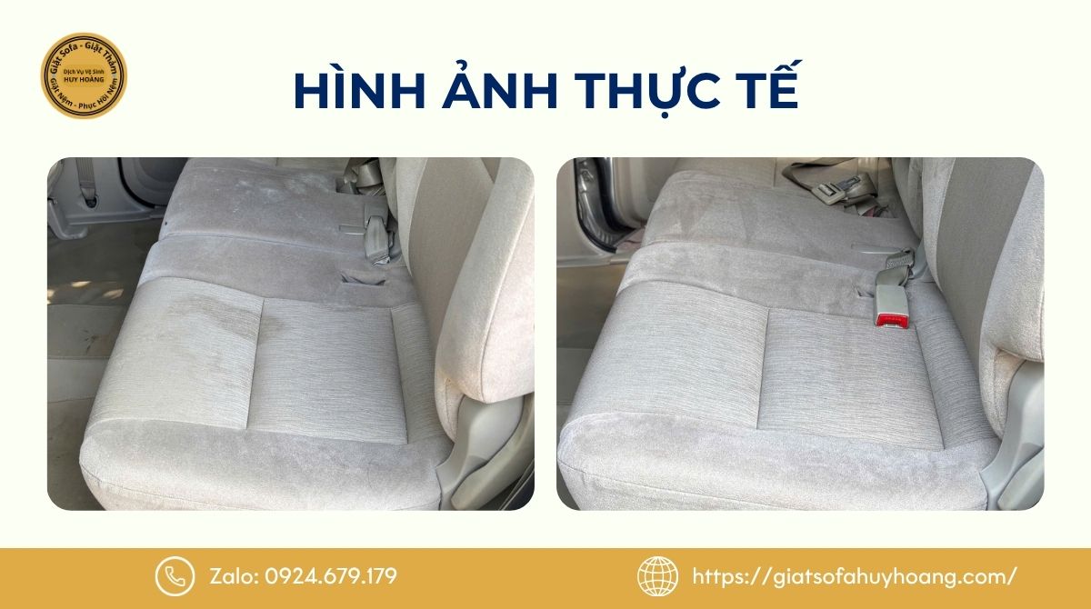 Hình ảnh thực tế trước và sau khi vệ sinh ghế xe ô tô