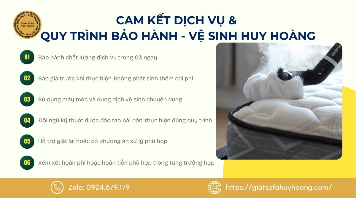Cam kết dịch vụ &quy trình bảo hành - Vệ Sinh Huy Hoàng