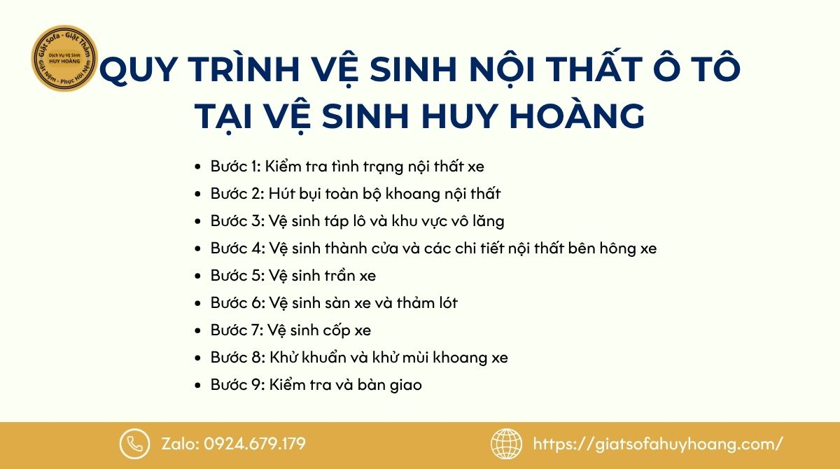Quy trình vệ sinh nội thất ô tô - Vệ Sinh Huy Hoàng