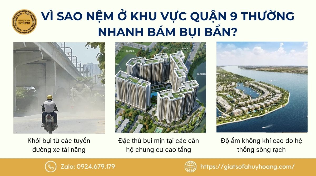Vì sao nệm ở khu vực Quận 9 thường nhanh bám bụi bẩn?