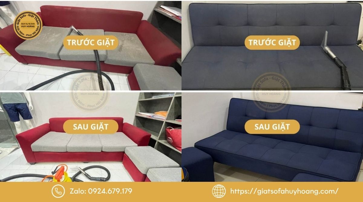 Hình ảnh thực tế sau khi giặt ghế sofa Huy Hoàng
