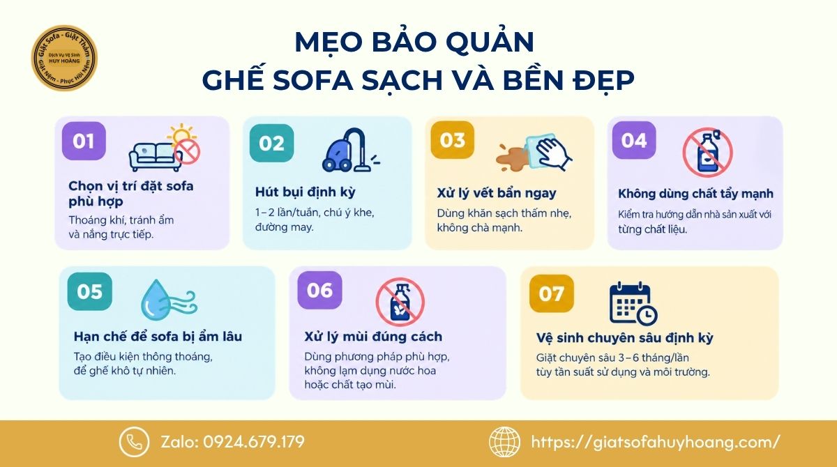 Mẹo bảo quản ghế sofa sạch và bền đẹp