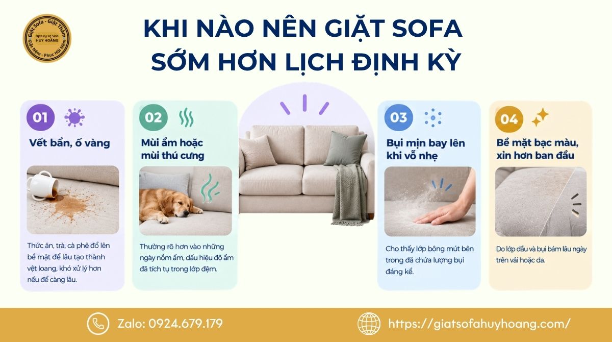 Khi nào nên giặt sofa sớm hơn lịch định kỳ