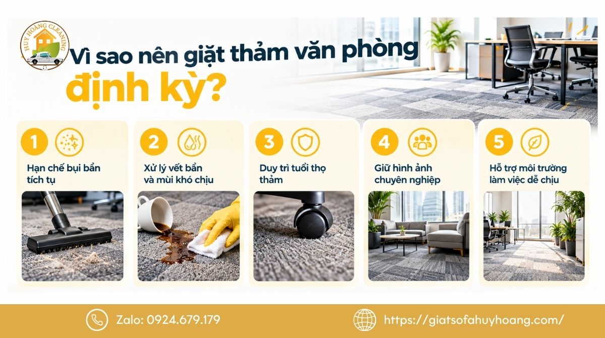 Vì sao nên giặt thảm văn phòng định kỳ?