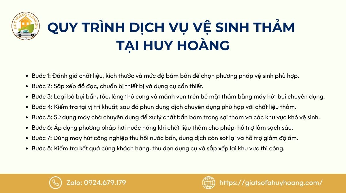 Quy trình giặt thảm văn phòng tại Huy Hoàng