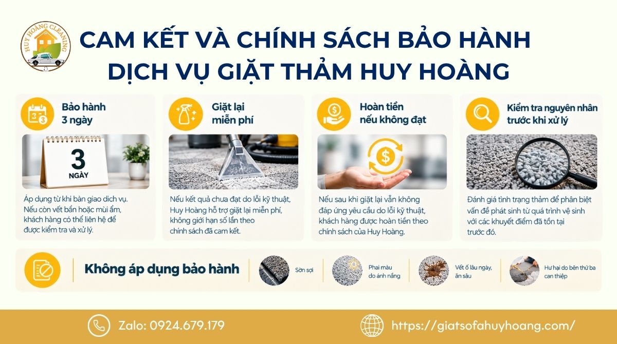 Cam kết chất lượng và chính sách bảo hành giặt thảm văn phòng