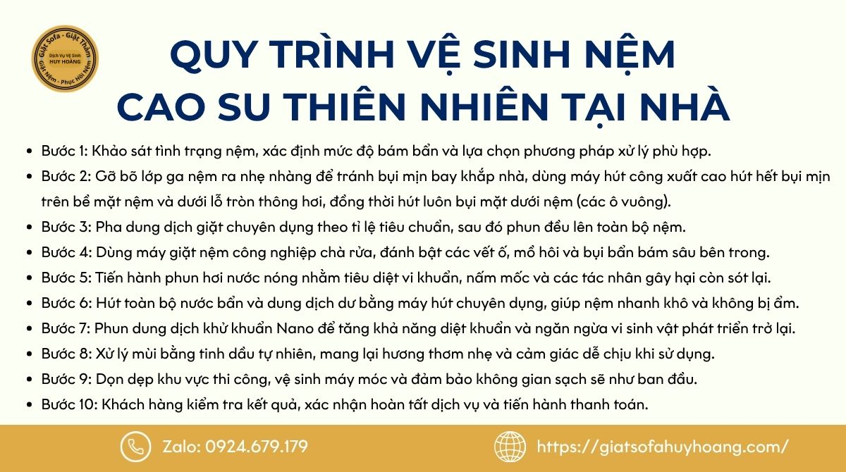 Quy trình vệ sinh nệm cao su chuẩn 10 bước an toàn
