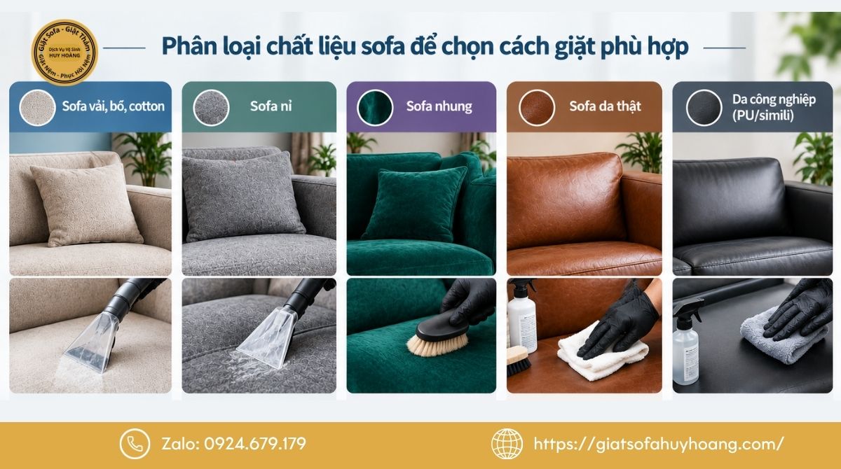 Phân loại chất liệu sofa để chọn cách giặt phù hợp