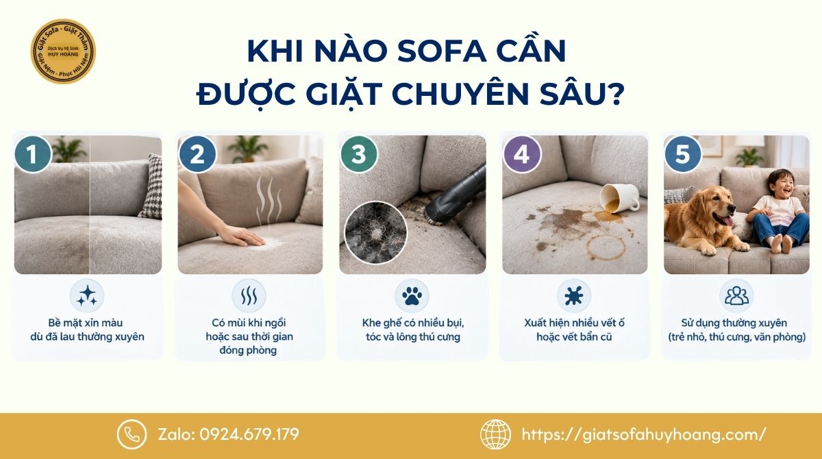 Khi nào sofa cần được giặt chuyên sâu?