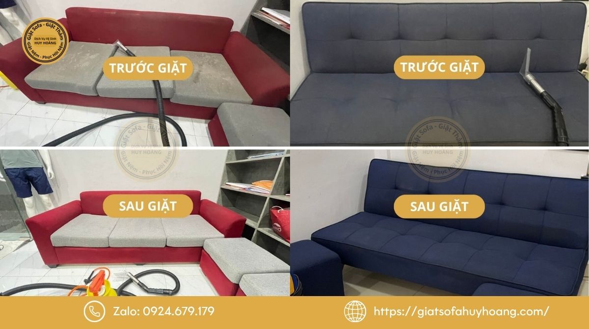 Hình ảnh thực tế giặt ghế sofa tại Huy Hoàng