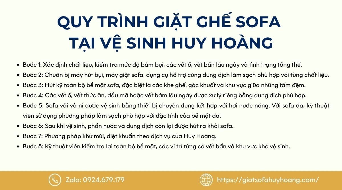 Quy trình giặt ghế sofa Tân Bình tại Huy Hoàng