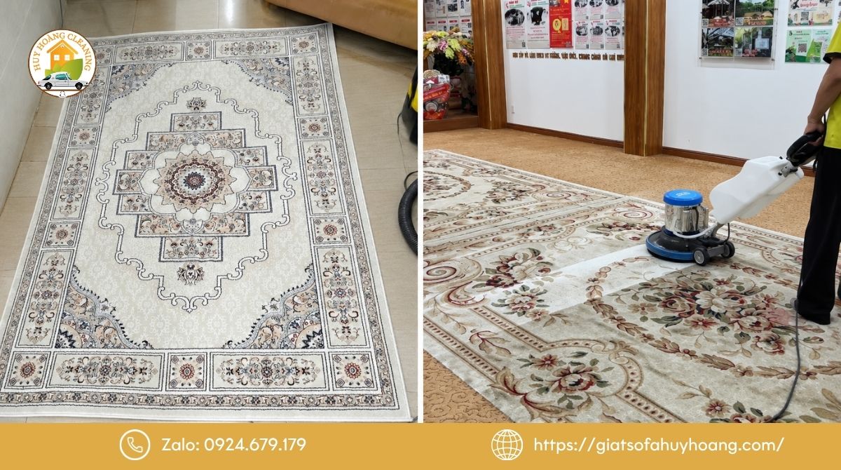 Vì sao nên chọn dịch vụ giặt thảm phòng khách Huy Hoàng?
